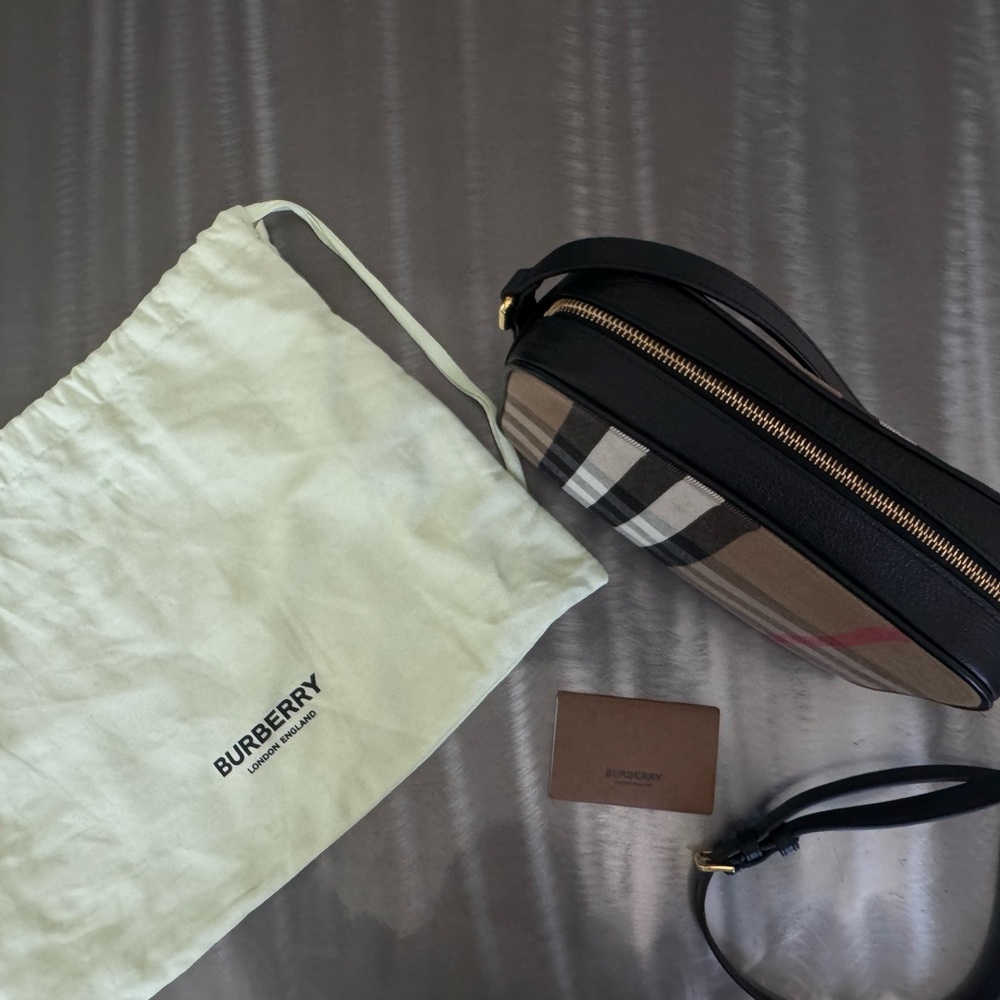 Burberry Classic Check Canvas Camera Bag in Brown and Black - Picture 2 of 2